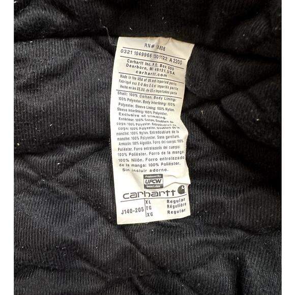 Carhartt J140 Jacket Size XL Dark Brown Loose Fit Duck Insulated Flannel Lined - Picture 7 of 9